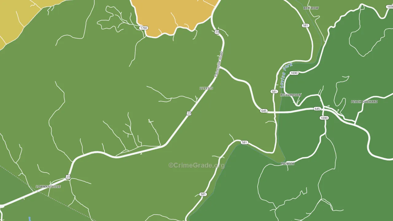 41264, KY Map of Vehicle Theft Rates