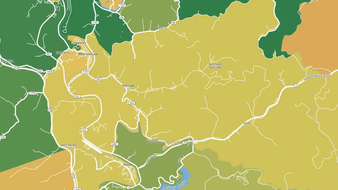 41265, KY Map of Vehicle Theft Rates