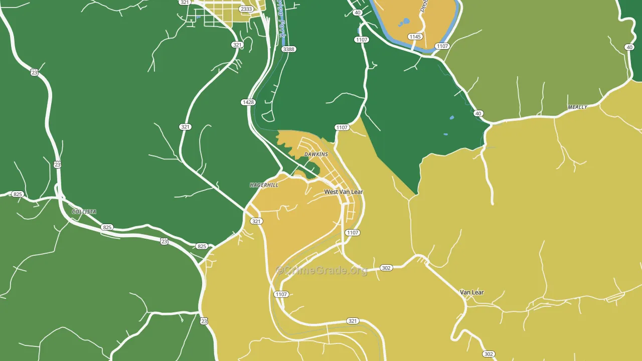 41268, KY Map of Vehicle Theft Rates