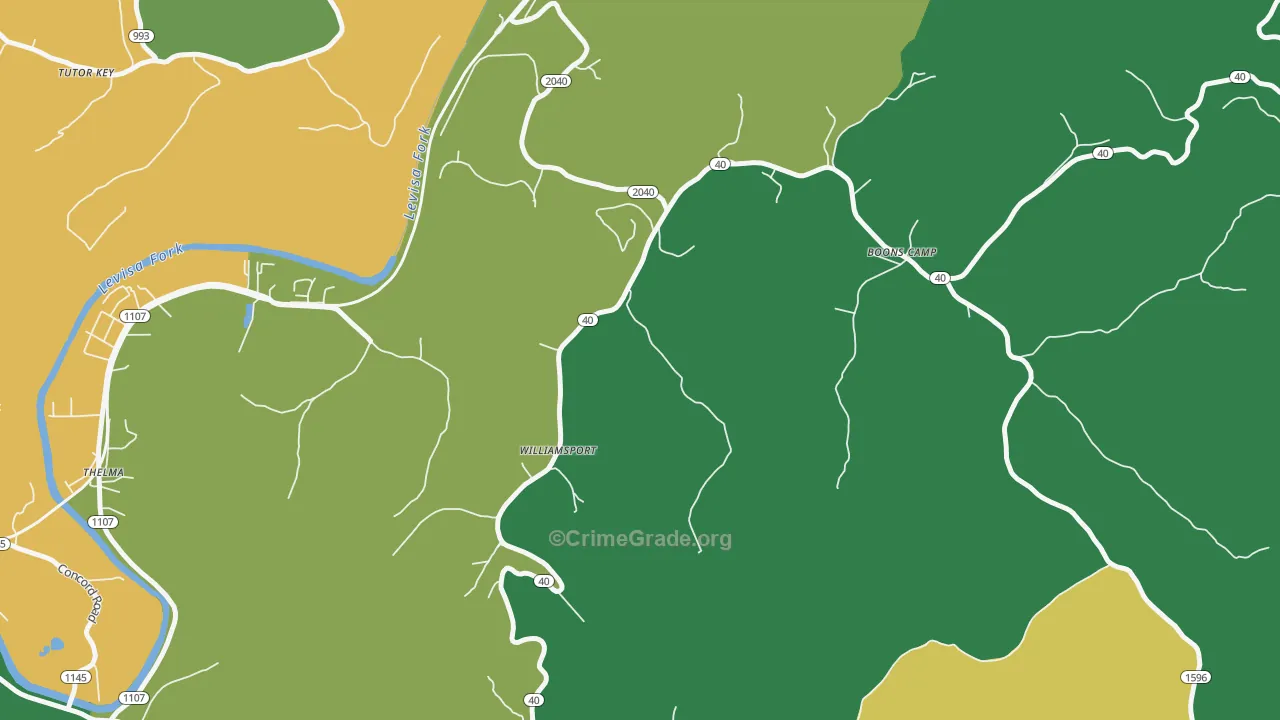 41271, KY Map of Vehicle Theft Rates