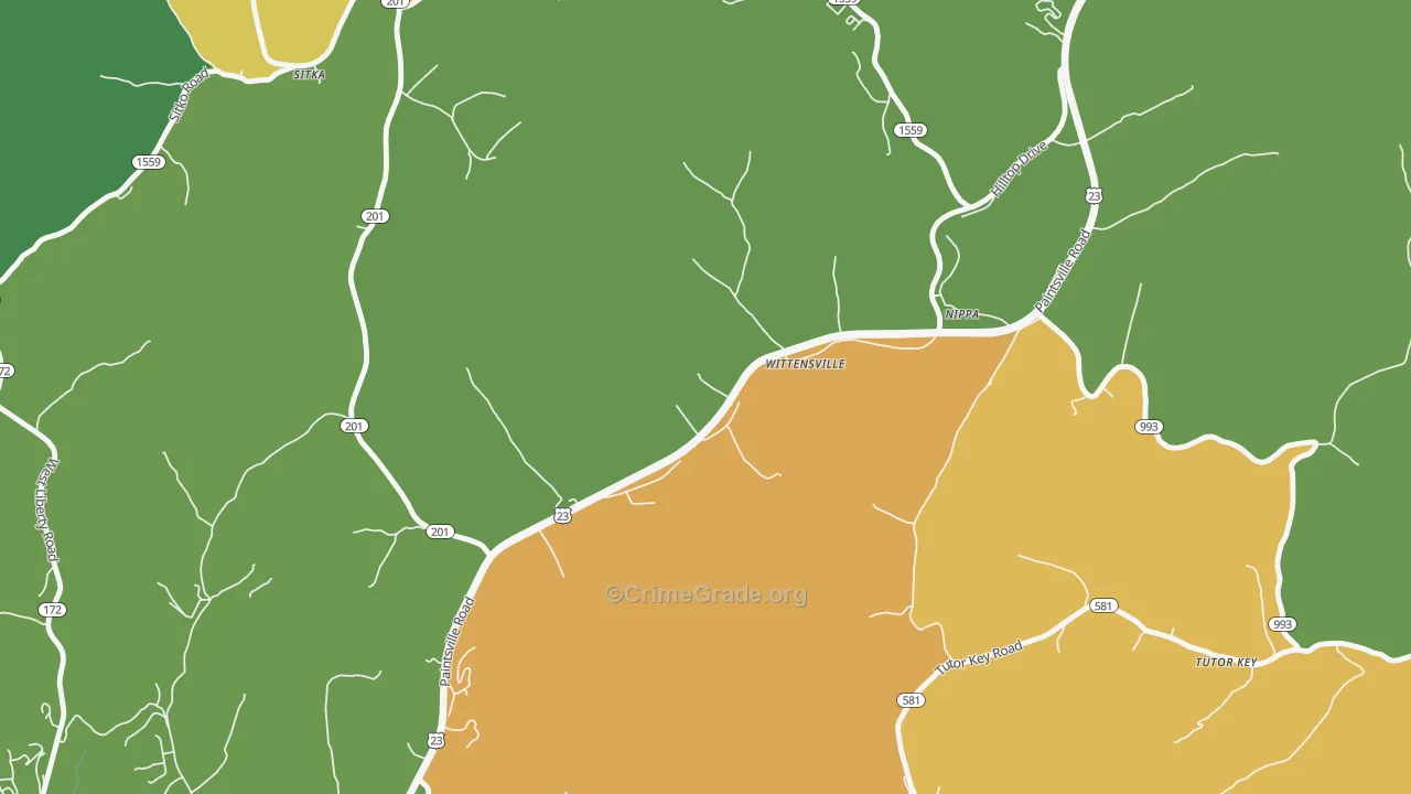41274, KY Map of Vehicle Theft Rates