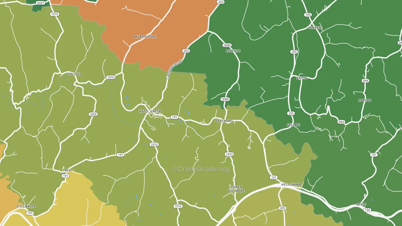 41332, KY Map of Vehicle Theft Rates