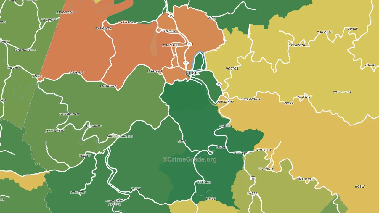 41339, KY Map of Vehicle Theft Rates