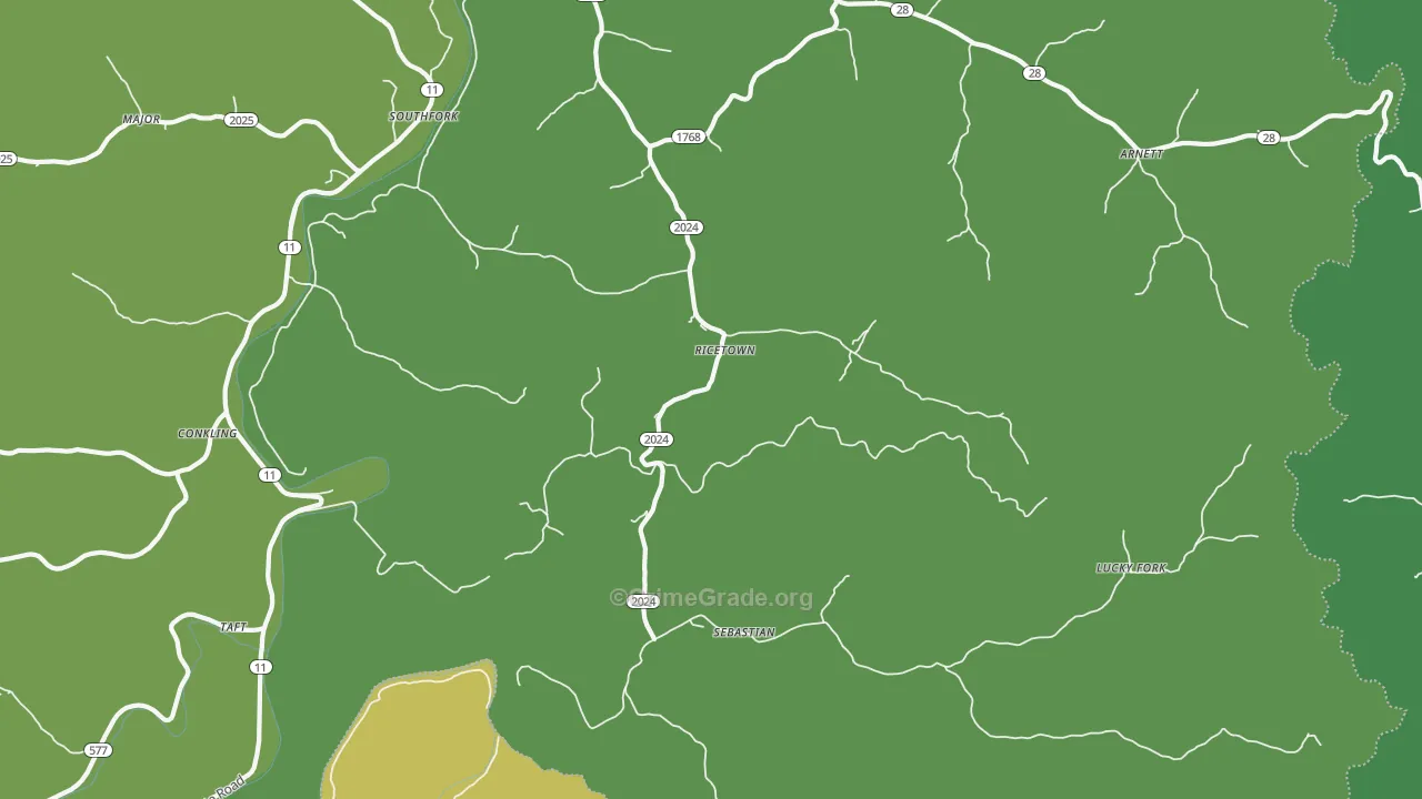 41364, KY Map of Vehicle Theft Rates