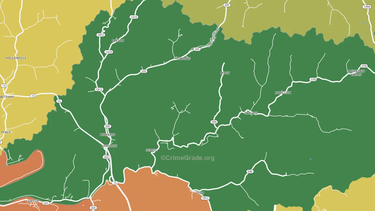 41385, KY Map of Vehicle Theft Rates