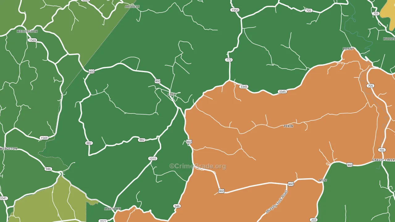 41425, KY Map of Vehicle Theft Rates