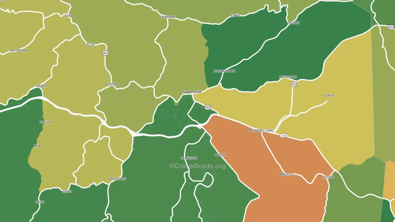 41465, KY Map of Vehicle Theft Rates