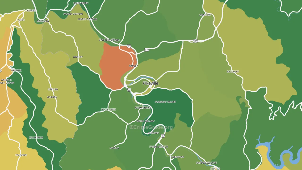 41501, KY Map of Vehicle Theft Rates
