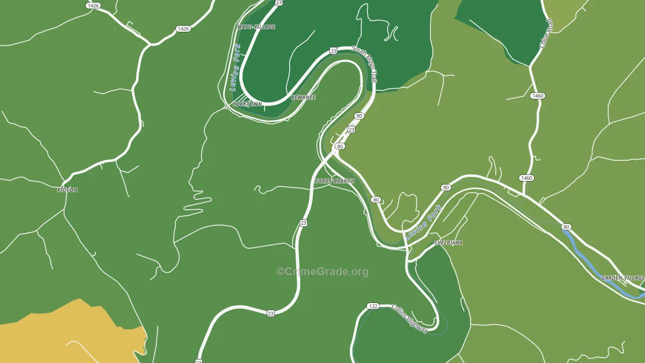 41526, KY Map of Vehicle Theft Rates