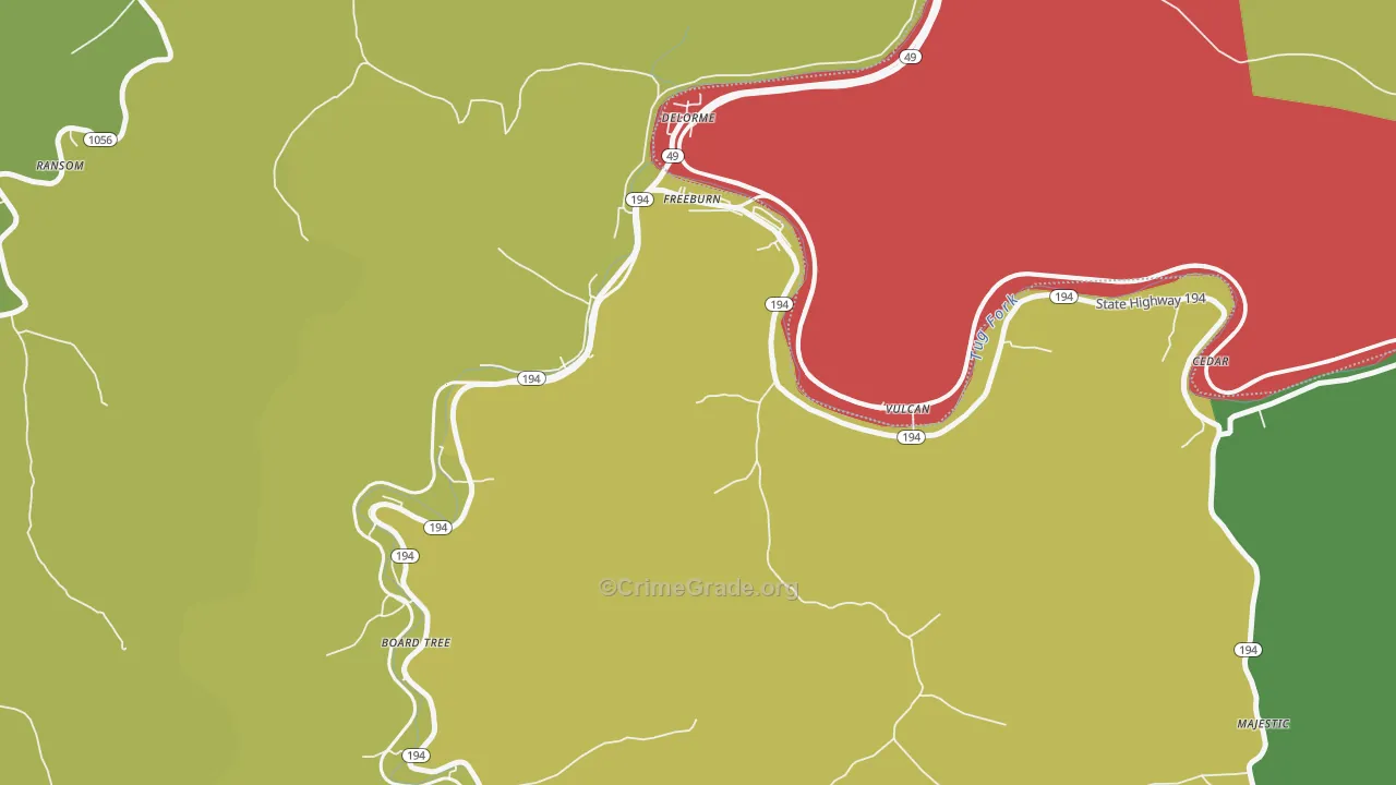41528, KY Map of Vehicle Theft Rates