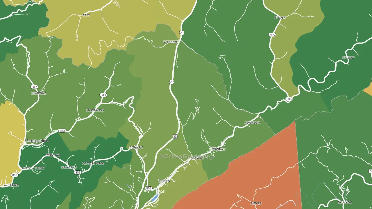 41537, KY Map of Vehicle Theft Rates