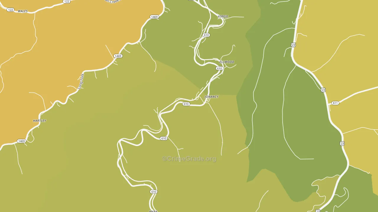 41538, KY Map of Vehicle Theft Rates