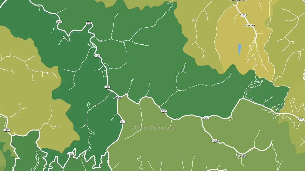 41539, KY Map of Vehicle Theft Rates