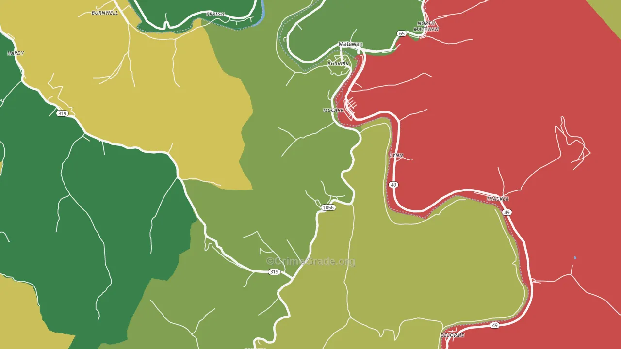 41544, KY Map of Vehicle Theft Rates