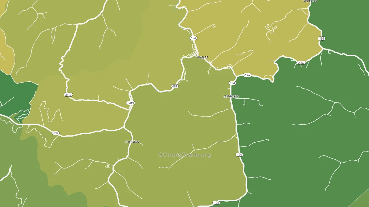 41553, KY Map of Vehicle Theft Rates