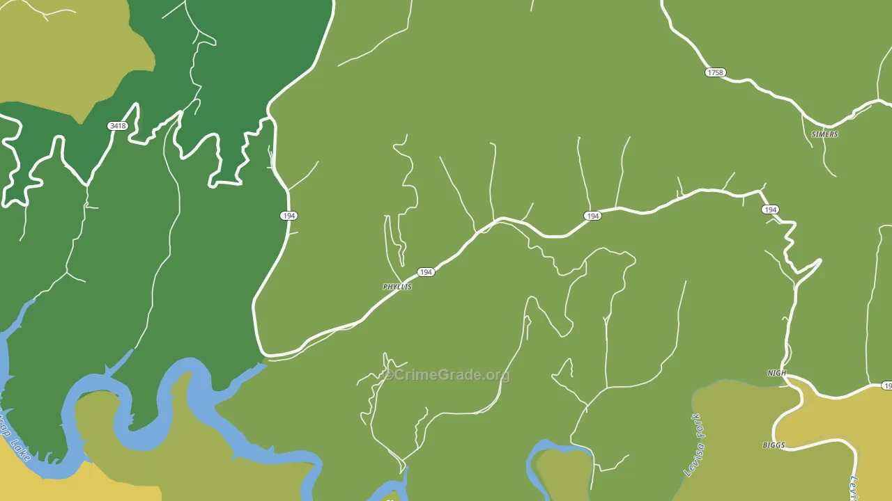 41554, KY Map of Vehicle Theft Rates