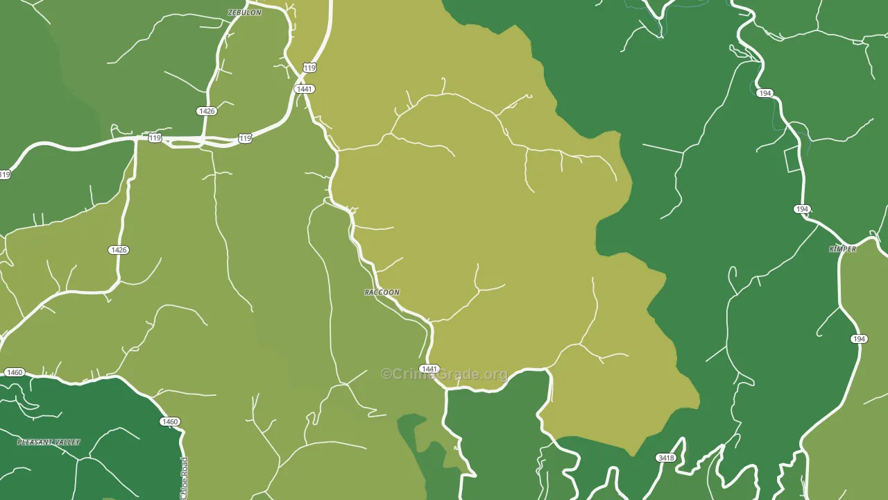 41557, KY Map of Vehicle Theft Rates