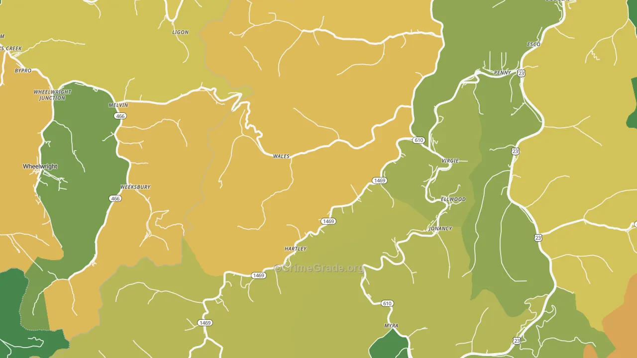 41572, KY Map of Vehicle Theft Rates