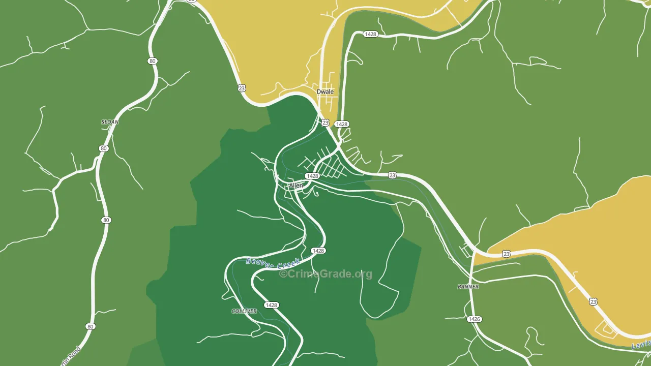 41601, KY Map of Vehicle Theft Rates