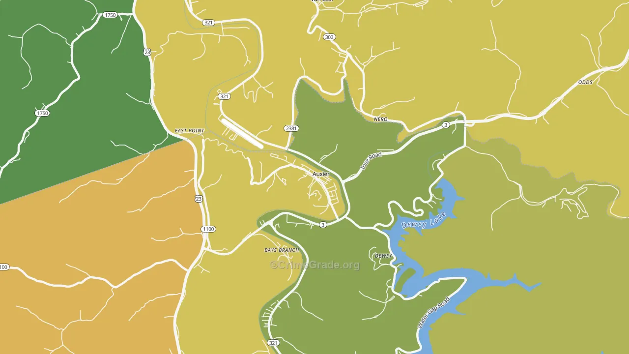 41602, KY Map of Vehicle Theft Rates
