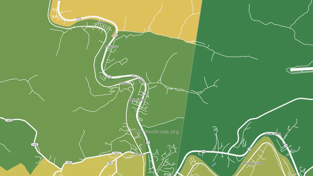 41605, KY Map of Vehicle Theft Rates