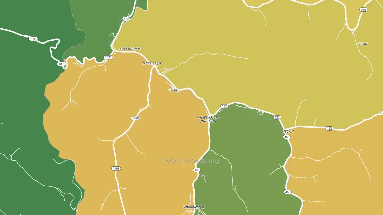 41612, KY Map of Vehicle Theft Rates