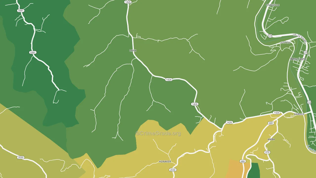41615, KY Map of Vehicle Theft Rates
