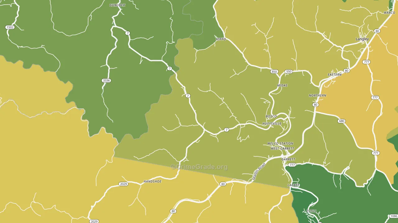 41640, KY Map of Vehicle Theft Rates