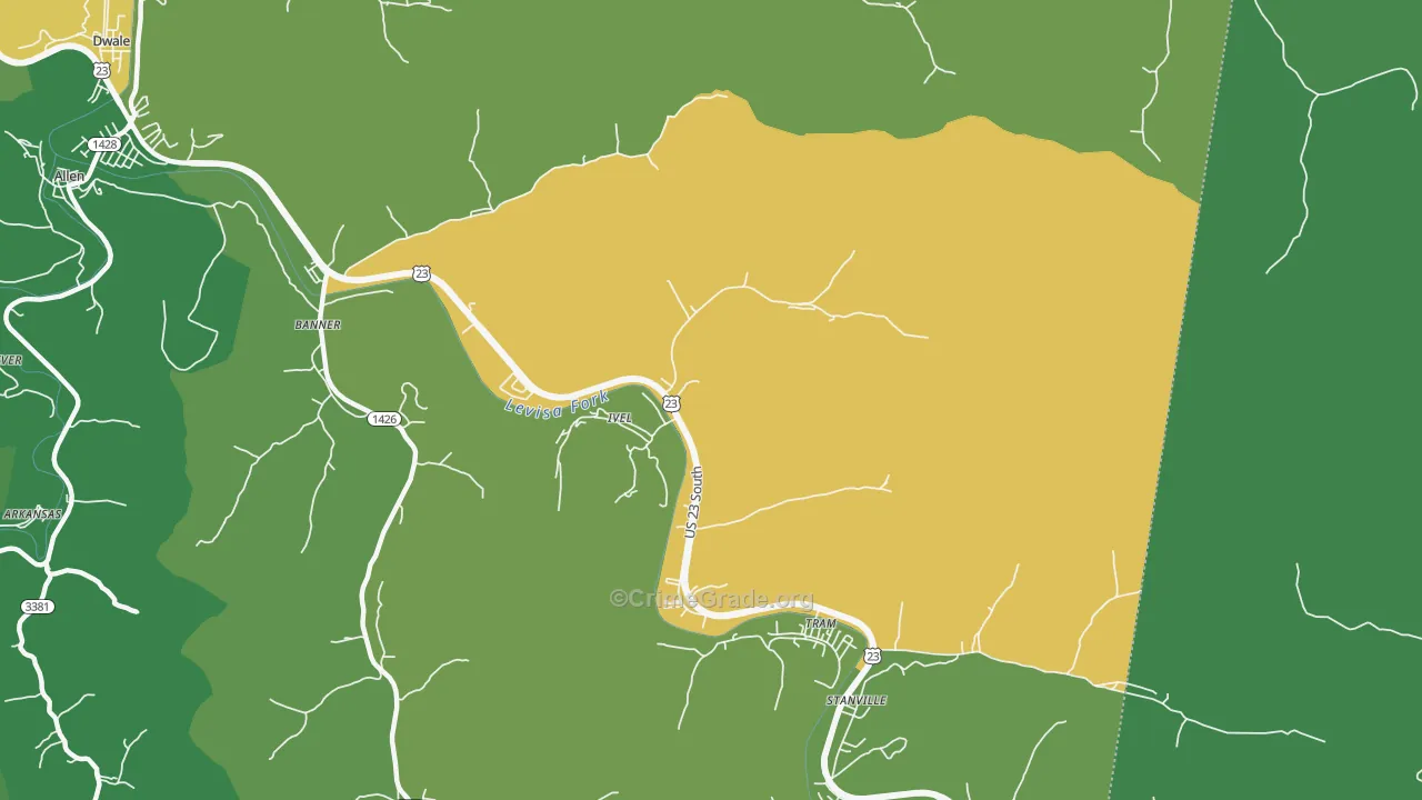 41642, KY Map of Vehicle Theft Rates