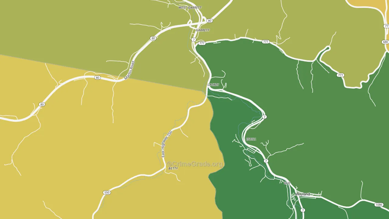 41643, KY Map of Vehicle Theft Rates