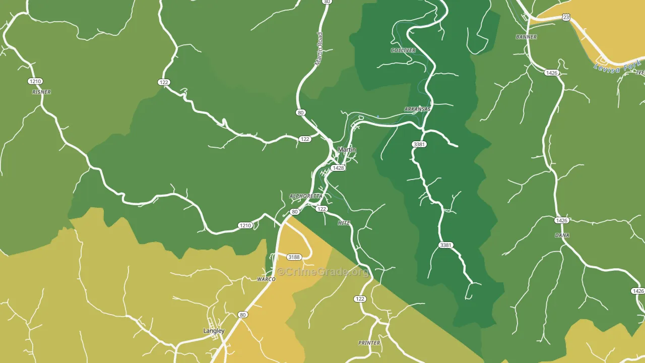 41649, KY Map of Vehicle Theft Rates