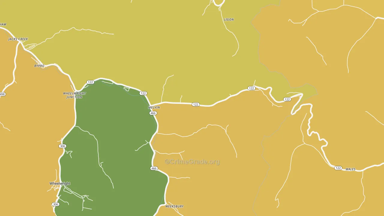 41650, KY Map of Vehicle Theft Rates