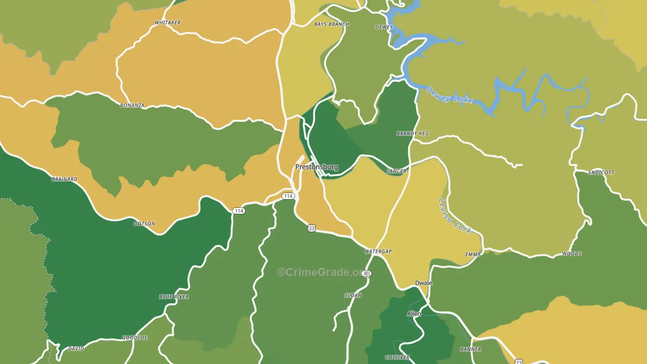 41653, KY Map of Vehicle Theft Rates