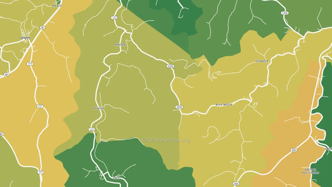 41655, KY Map of Vehicle Theft Rates