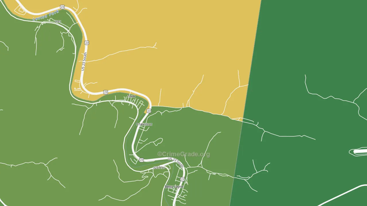 41659, KY Map of Vehicle Theft Rates