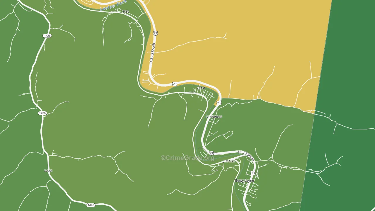 41663, KY Map of Vehicle Theft Rates