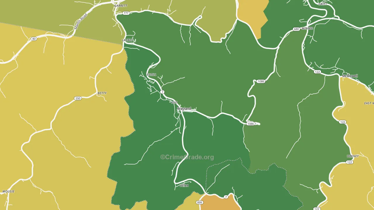 41666, KY Map of Vehicle Theft Rates