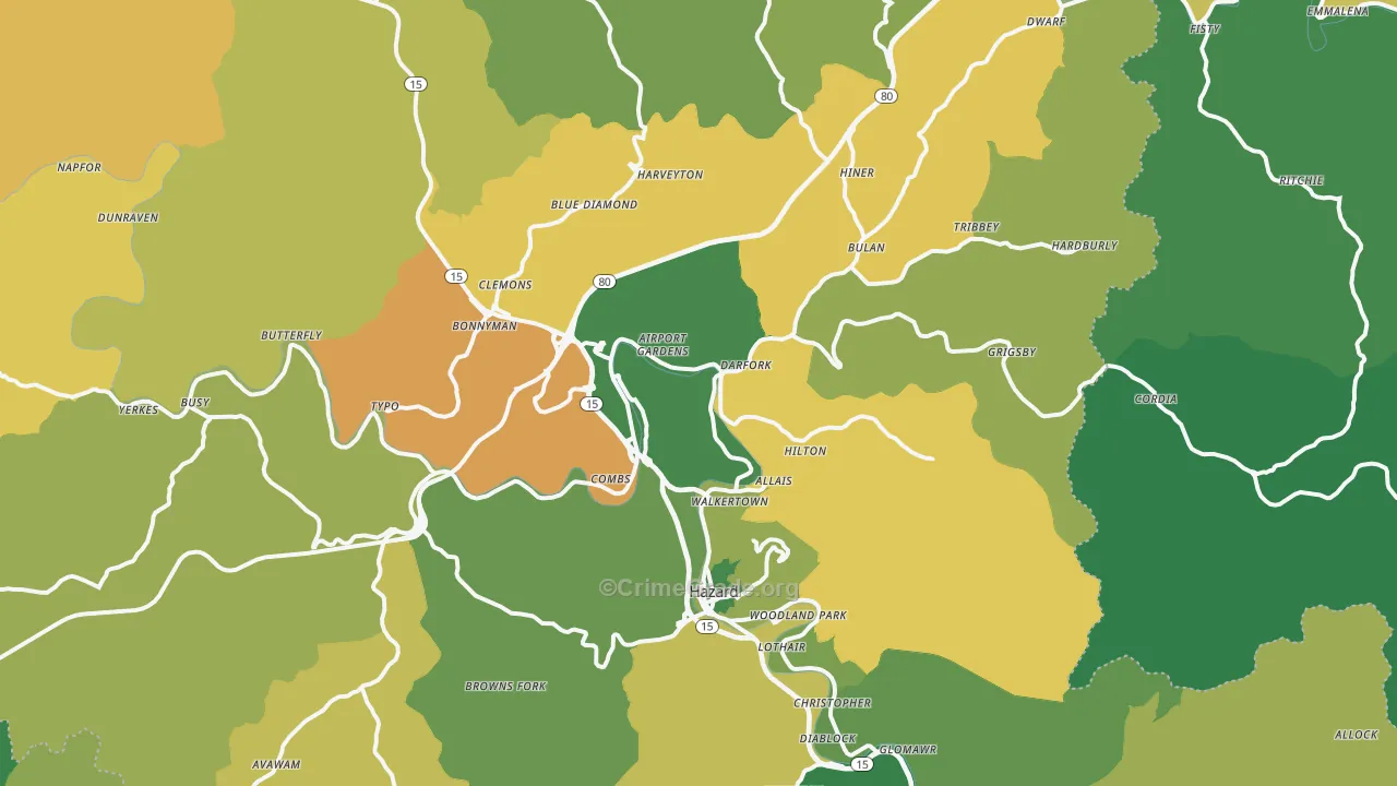 41701, KY Map of Vehicle Theft Rates