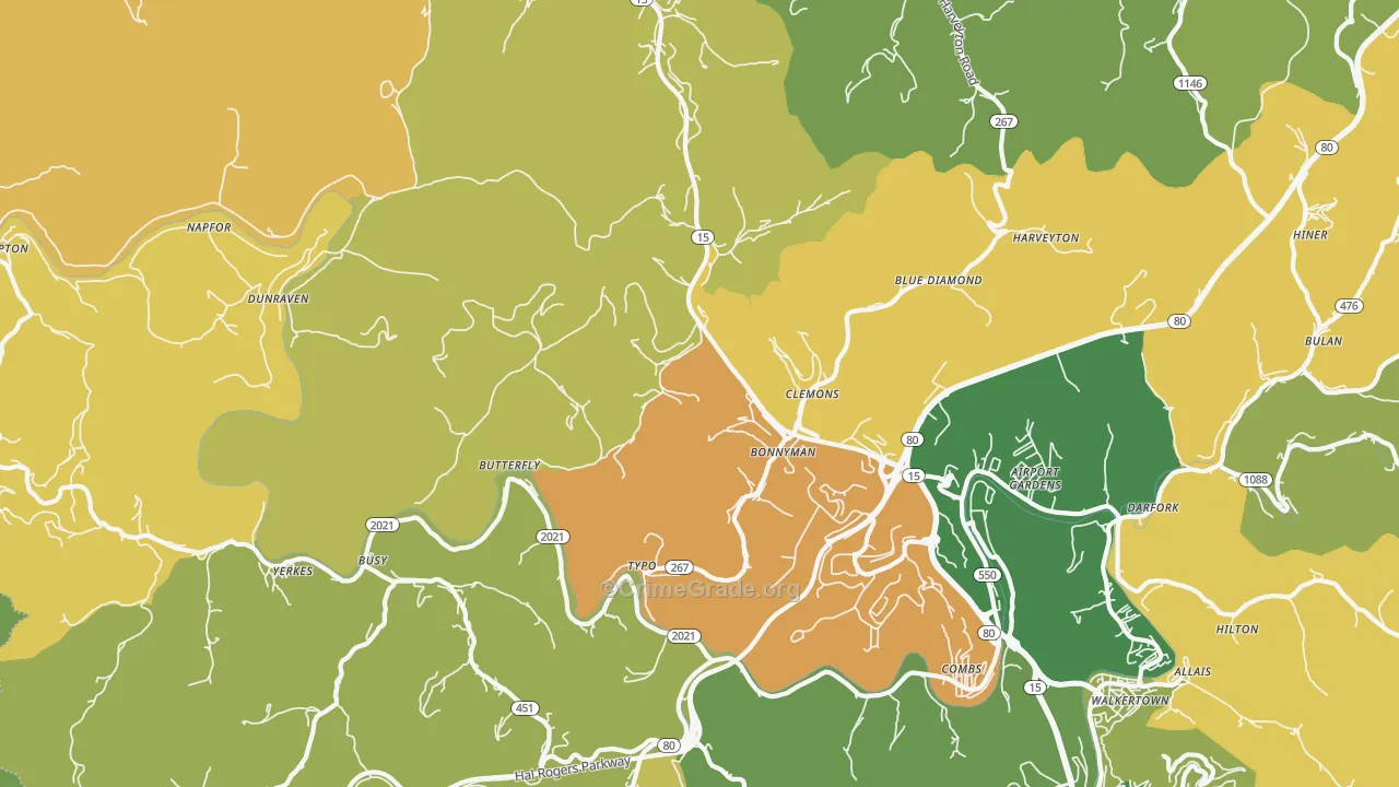 41719, KY Map of Vehicle Theft Rates