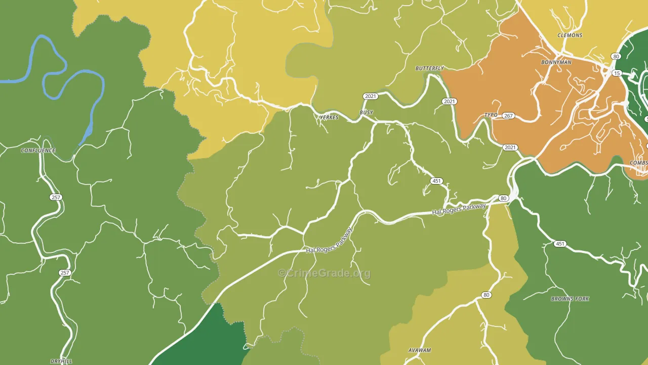 41723, KY Map of Vehicle Theft Rates