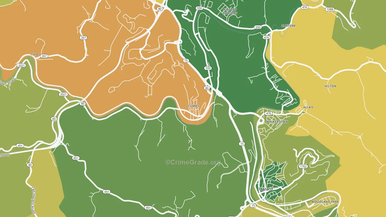 41729, KY Map of Vehicle Theft Rates