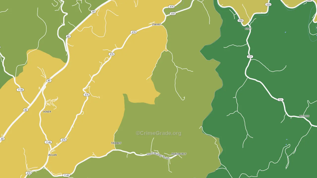 41739, KY Map of Vehicle Theft Rates