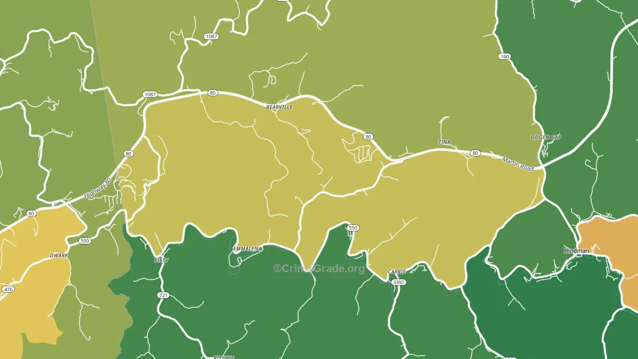 41740, KY Map of Vehicle Theft Rates