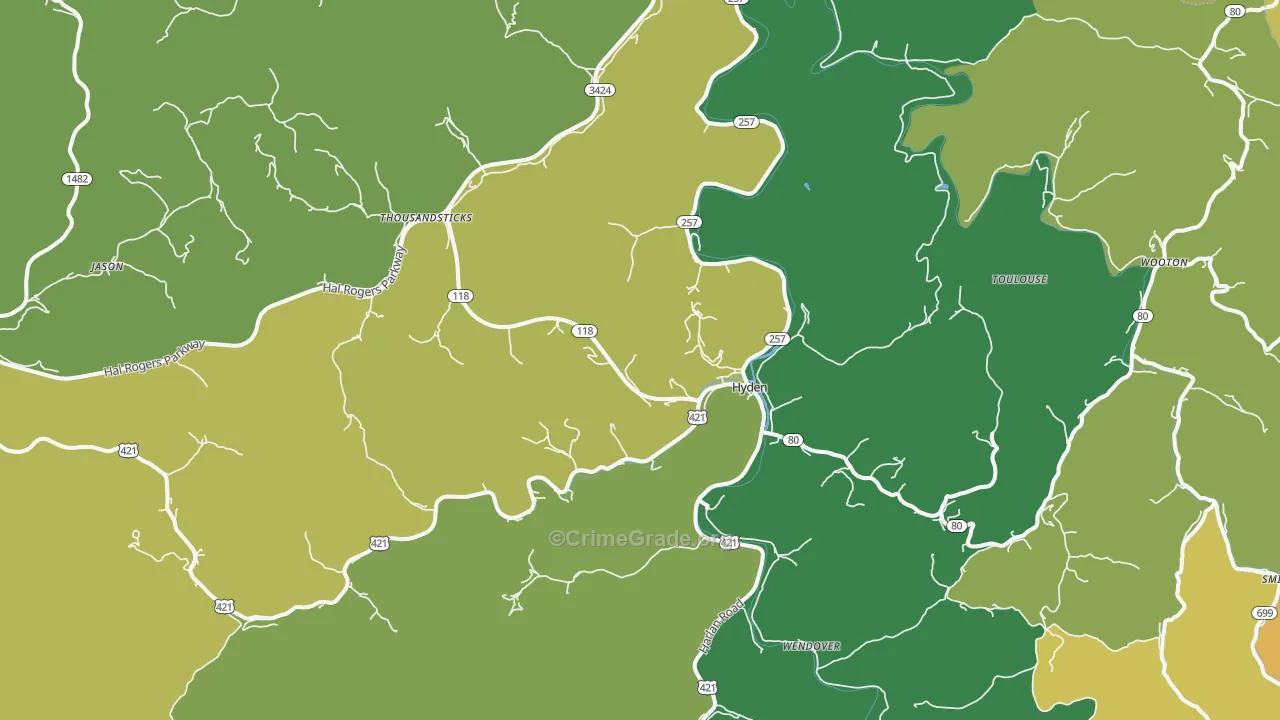 41749, KY Map of Vehicle Theft Rates