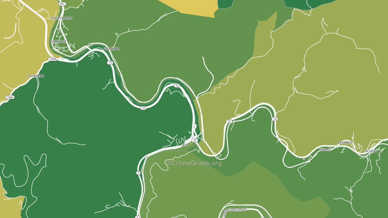41751, KY Map of Vehicle Theft Rates