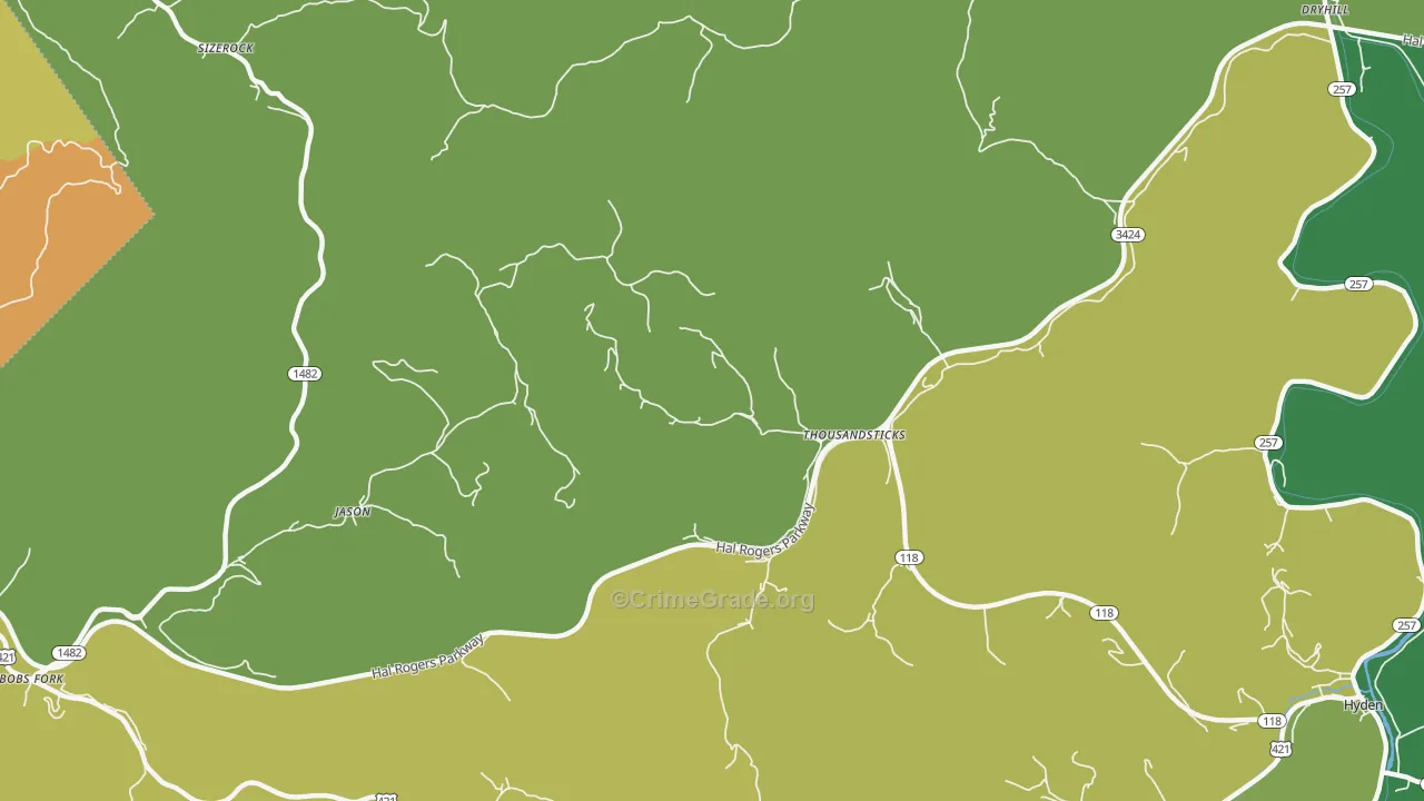 41766, KY Map of Vehicle Theft Rates