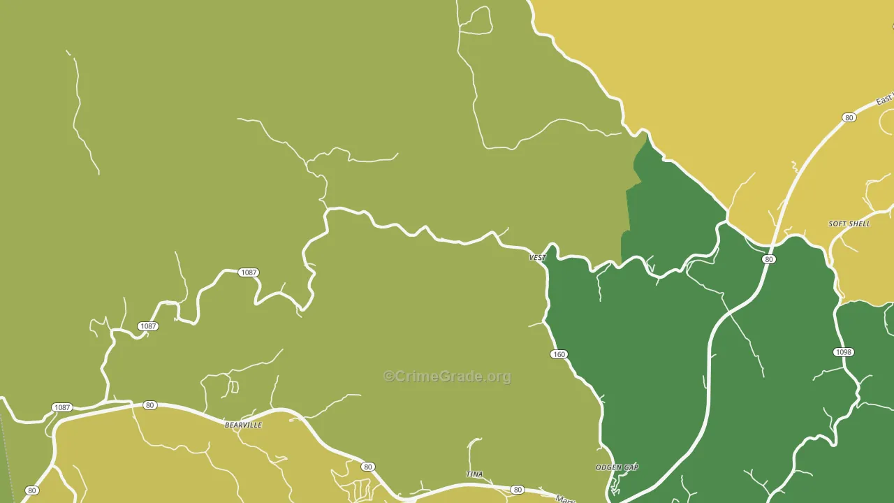 41772, KY Map of Vehicle Theft Rates
