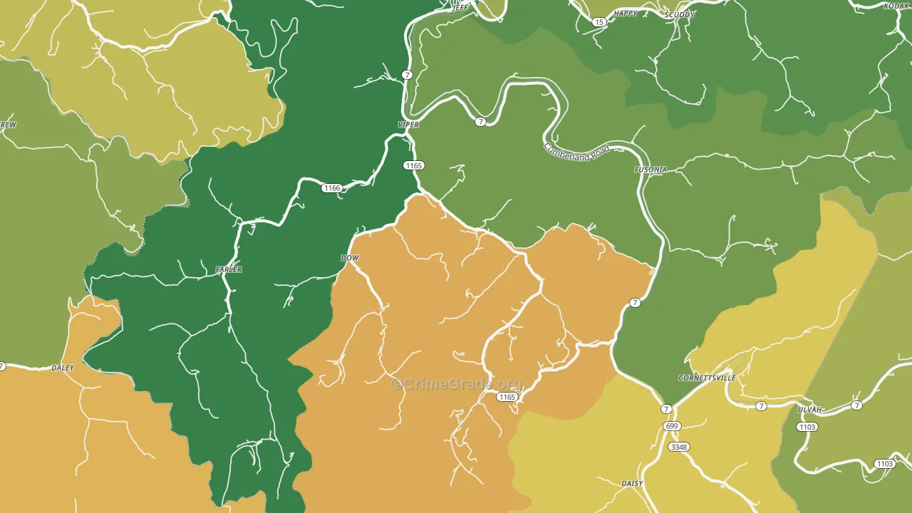 41774, KY Map of Vehicle Theft Rates