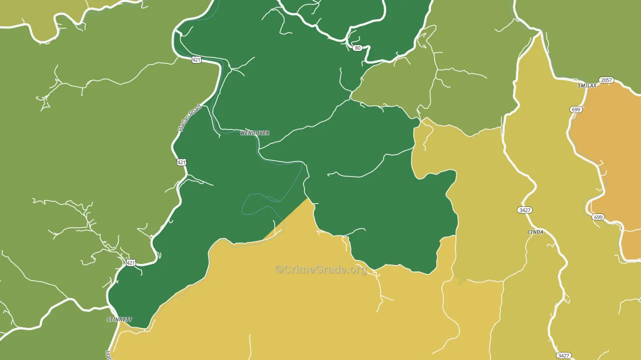 41775, KY Map of Vehicle Theft Rates