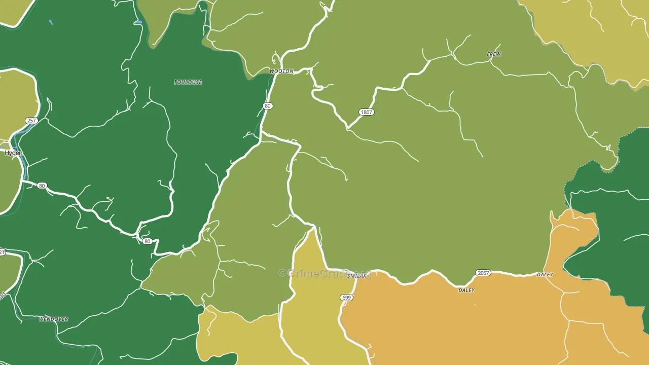 41776, KY Map of Vehicle Theft Rates